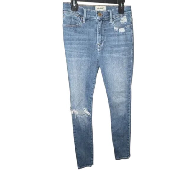 Frame Denim Le High Skinny Sexon Stretch Rise Slim Fit Medium Wash Jeans Pant 4 - Picture 3 of 4